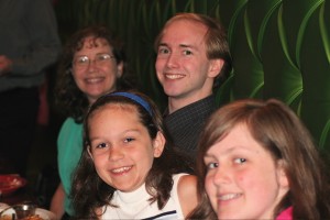 Eating in Downtown Franklin before the graduation