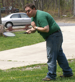Nathan playing badminton