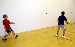 Micah and Seth playing racquetball