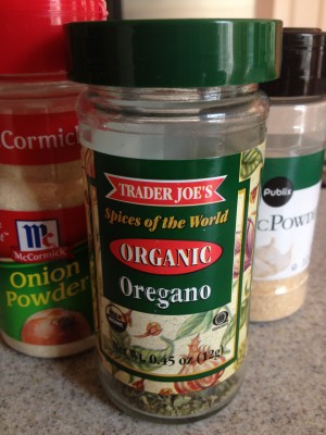 Sprinkle with Oregano, onion powder, and garlic powder.