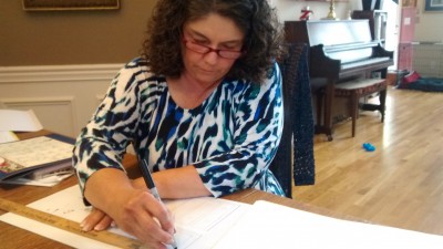 Drawing the dresser to scale.