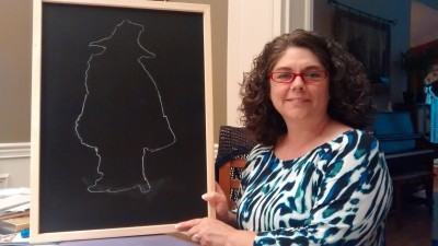 Playing with the chalkboard.