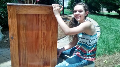 Linnea helped me sand it down.