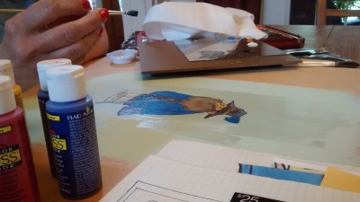 Tom is Mod Podged. It's time to start sprucing him up.