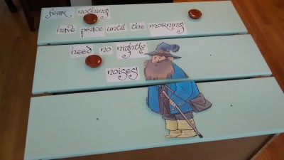 Placing the words. This is one of Justin's favorite Lord of the Rings quotes.