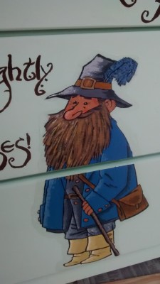 Mom painted over him very well. Doesn't he look happy?