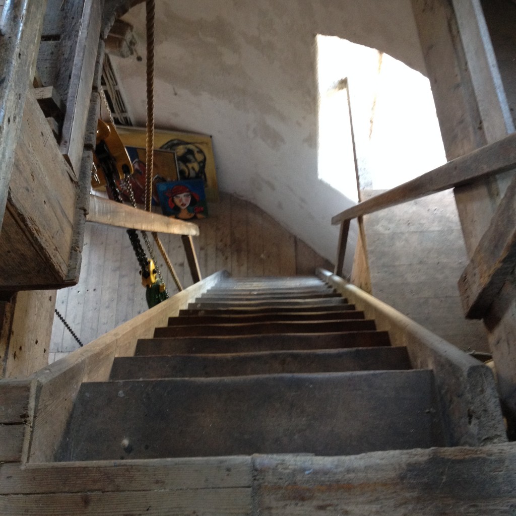 Steep, steep steps in the windmill!