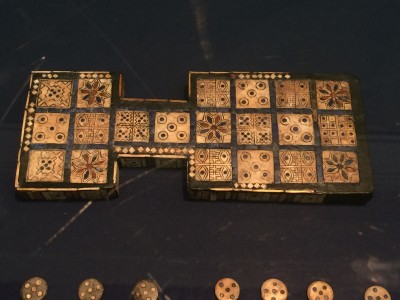 This is a game board from Ur, the place where Abraham was from. The game is called simply, the "Royal Game of Ur" and seems to have been quite popular. Abraham may very well have played this game. I took pictures of the instructions on how to play, but I haven't taken the time to learn it yet. Also, there was a tablet from Ur detailing the Pythagorean Theorem--long before Pythagoras was born. So, Abraham may also have known the Pythagorean Theorem! 